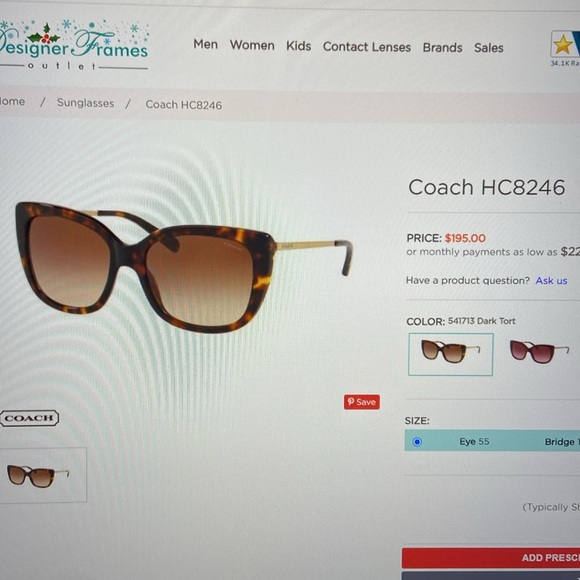 NWT COACH HC8246 WOMEN’S SUNGLASSES - Picture 10 of 12